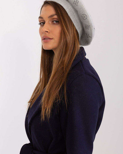 Glamorous Rhinestone-Embellished Knit Beret