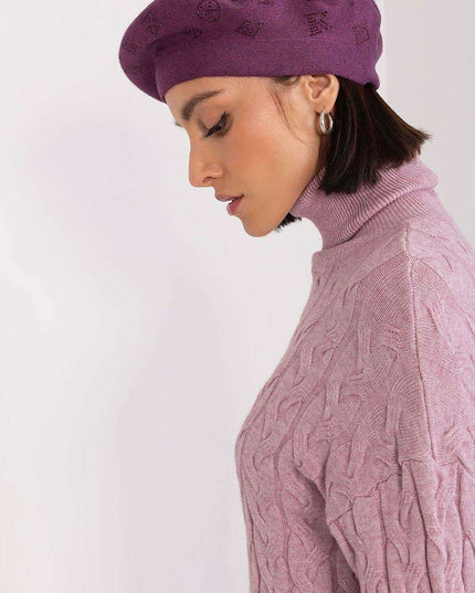 Glamorous Rhinestone-Embellished Knit Beret