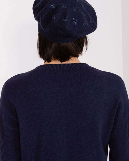 Glamorous Rhinestone-Embellished Knit Beret