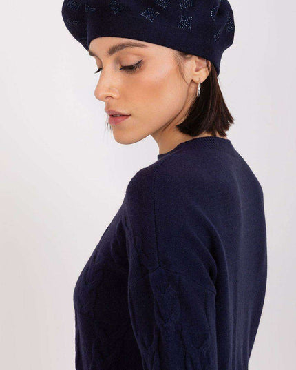 Glamorous Rhinestone-Embellished Knit Beret