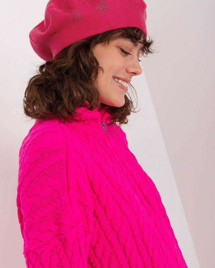 Glamorous Rhinestone-Embellished Knit Beret