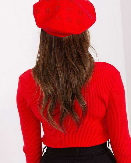 Glamorous Rhinestone-Embellished Knit Beret