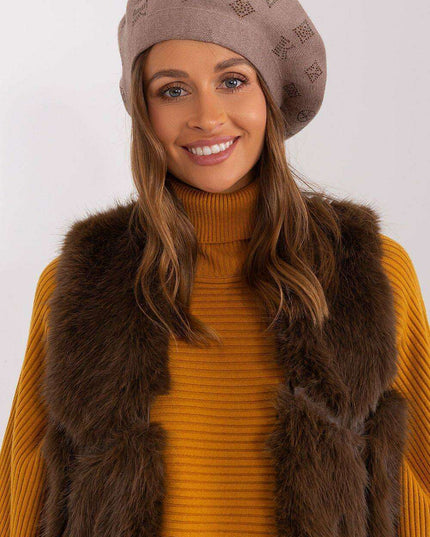 Glamorous Rhinestone-Embellished Knit Beret