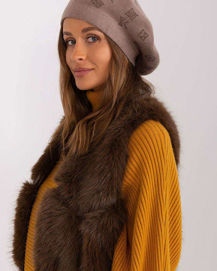 Glamorous Rhinestone-Embellished Knit Beret