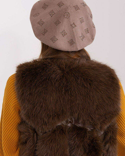 Glamorous Rhinestone-Embellished Knit Beret