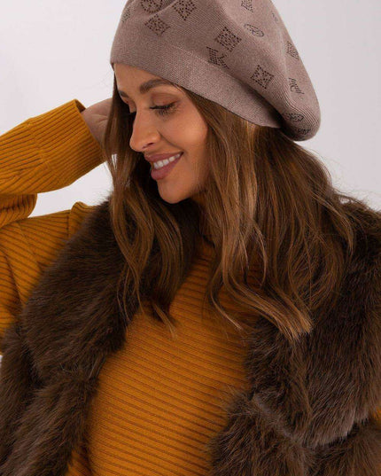 Glamorous Rhinestone-Embellished Knit Beret