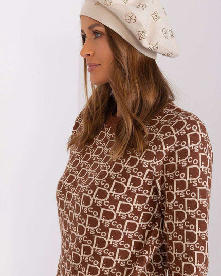 Glamorous Rhinestone-Embellished Knit Beret