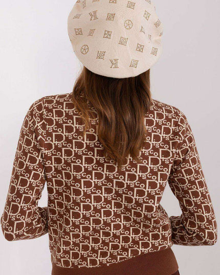 Glamorous Rhinestone-Embellished Knit Beret