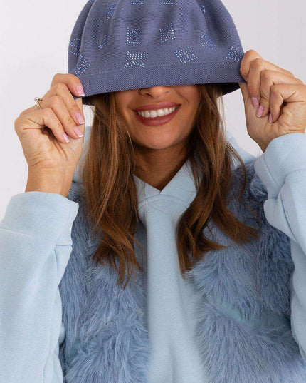 Glamorous Rhinestone-Embellished Knit Beret