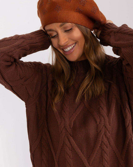 Glamorous Rhinestone-Embellished Knit Beret