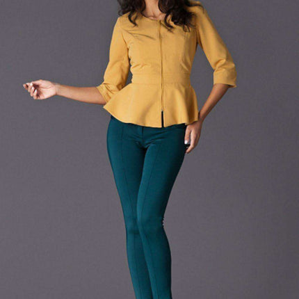 Elegant Basque-Waist Belted Jacket with 3/4 Sleeves by Figl