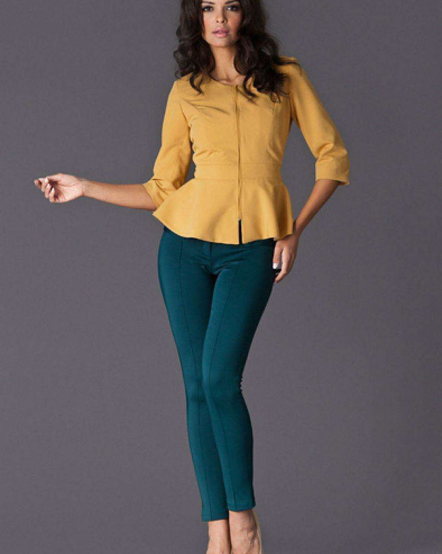 Elegant Basque-Waist Belted Jacket with 3/4 Sleeves by Figl