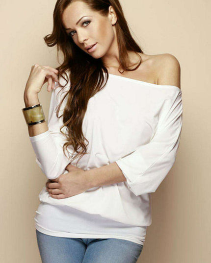 Elegant Kimono Sleeve Boat Neck Blouse