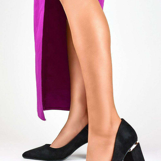 Elegant Organic Suede Pointed Toe Pumps with Unique Heel Detail