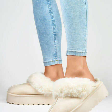 Cozy Furry Platform Mules