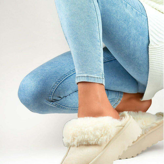 Cozy Furry Platform Mules