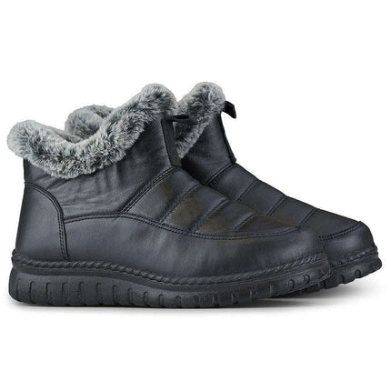 Winter Chic: Women's Faux Leather Fur-Lined Ankle Snow Boots