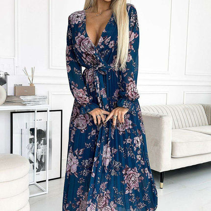 Chic Serene Floral Chiffon Cocktail Dress in Blue by Numoco