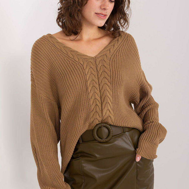 Elegant Textured V-Neck Sweater for Women