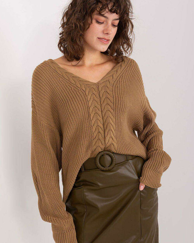 Elegant Textured V-Neck Sweater for Women