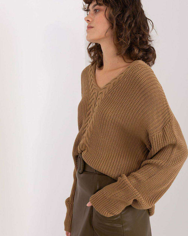 Elegant Textured V-Neck Sweater for Women