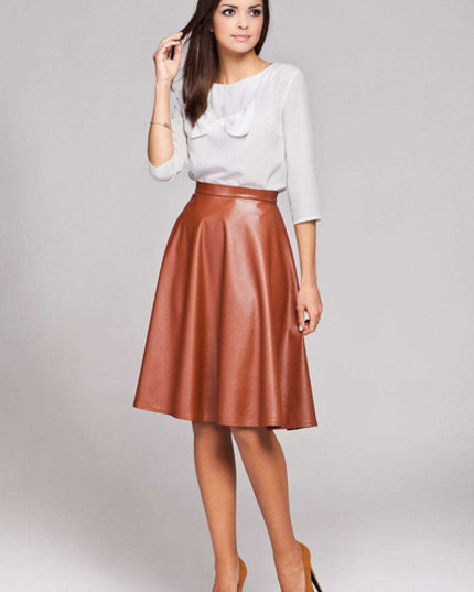 Zippered Back Faux Leather A-Line Skirt - Sizes S to XL Available