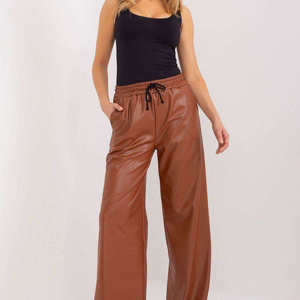 Eco-Conscious Insulated High-Waist Faux Leather Trousers