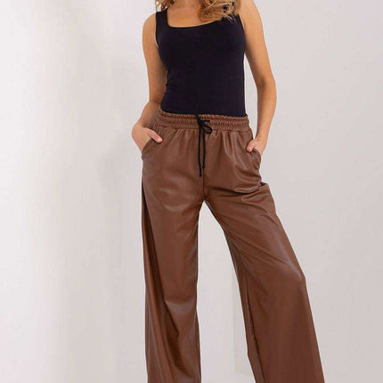 Eco-Conscious Insulated High-Waist Faux Leather Trousers