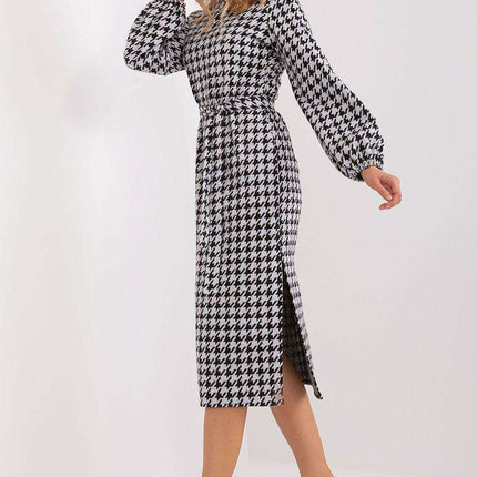Elegant Long Sleeve Peplite Dress with Adjustable Waist Tie