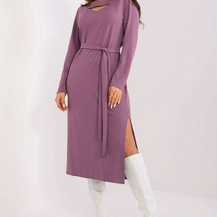 Chic Ribbed Midi Dress with Adjustable Waist Tie