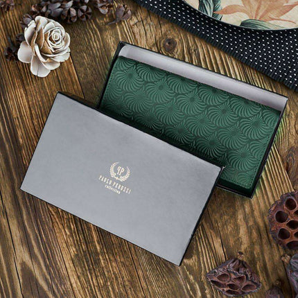 Chic Geometric Pattern RFID-Safe Leather Wallet for Women