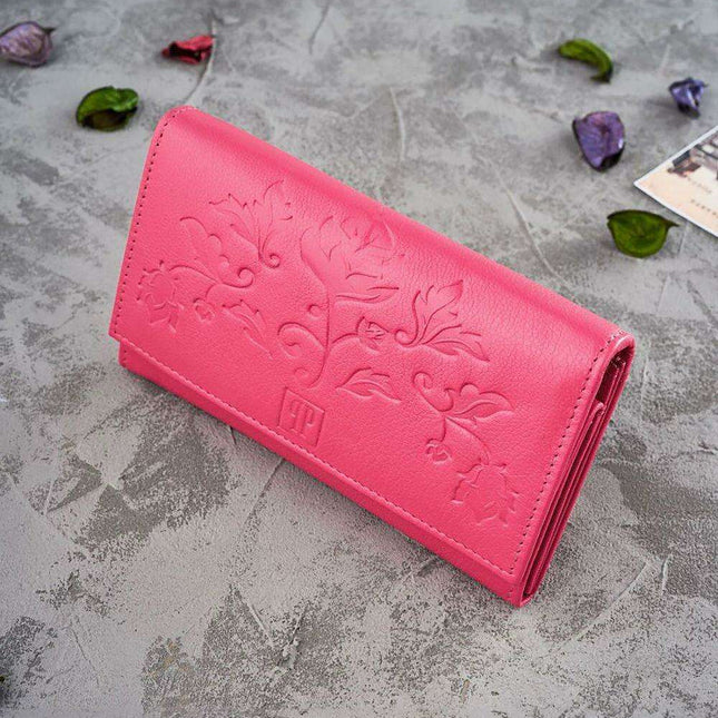 Elegant Floral RFID Leather Wallet for Women with Spacious Compartments