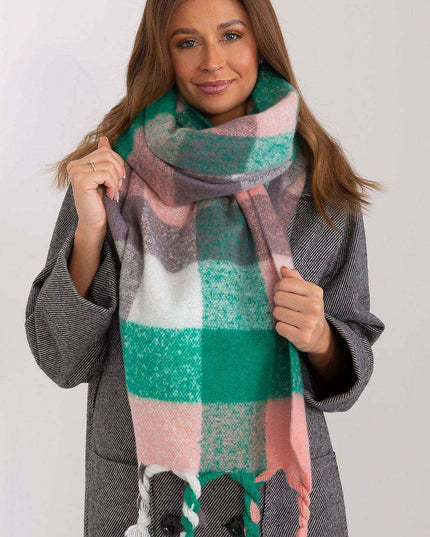 Cozy Colorful Plaid Shawl with Elegant Tassels