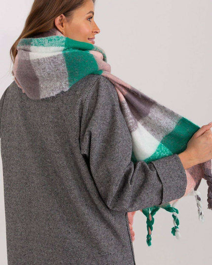 Cozy Colorful Plaid Shawl with Elegant Tassels