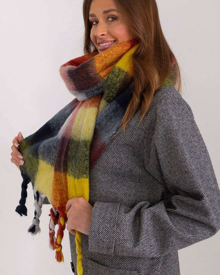 Cozy Colorful Plaid Shawl with Elegant Tassels