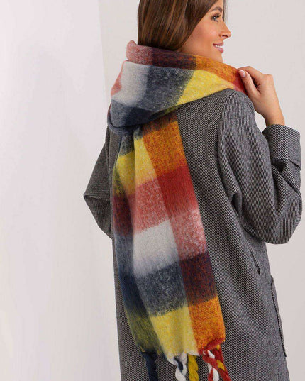 Cozy Colorful Plaid Shawl with Elegant Tassels