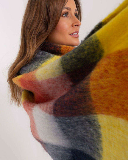 Cozy Colorful Plaid Shawl with Elegant Tassels