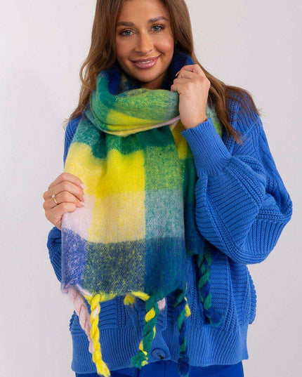 Cozy Colorful Plaid Shawl with Elegant Tassels