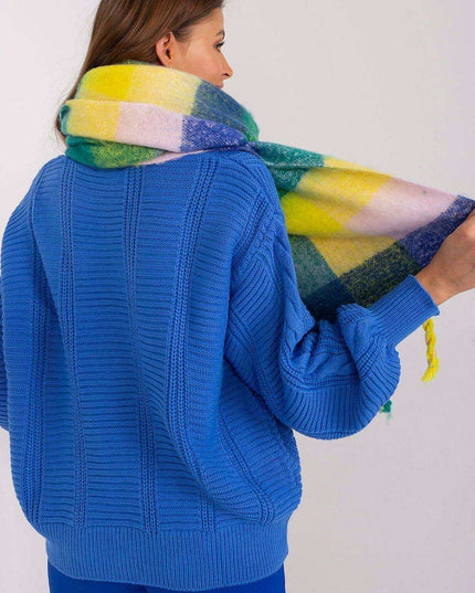 Cozy Colorful Plaid Shawl with Elegant Tassels