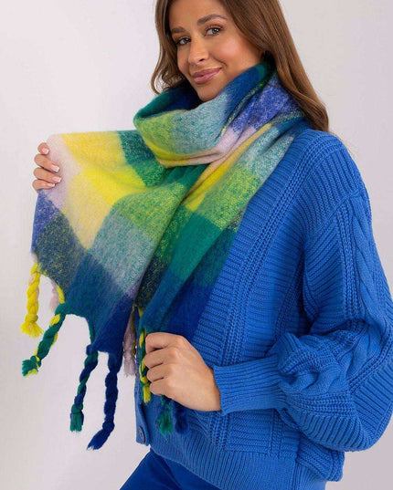 Cozy Colorful Plaid Shawl with Elegant Tassels