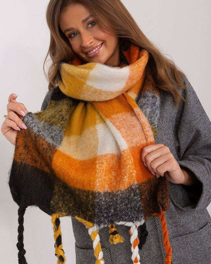 Cozy Colorful Plaid Shawl with Elegant Tassels