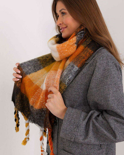 Cozy Colorful Plaid Shawl with Elegant Tassels