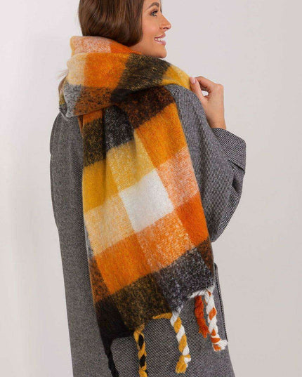 Cozy Colorful Plaid Shawl with Elegant Tassels