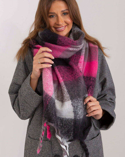 Cozy Colorful Plaid Shawl with Elegant Tassels