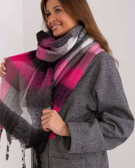 Cozy Colorful Plaid Shawl with Elegant Tassels