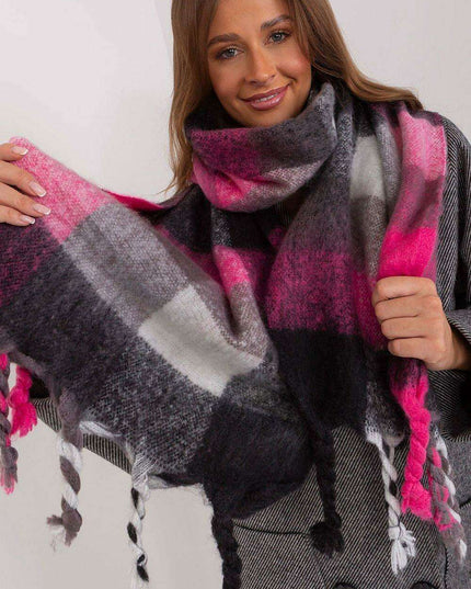 Cozy Colorful Plaid Shawl with Elegant Tassels