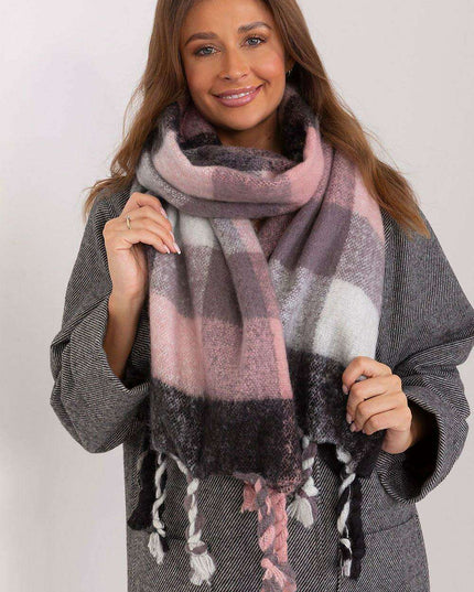 Cozy Colorful Plaid Shawl with Elegant Tassels