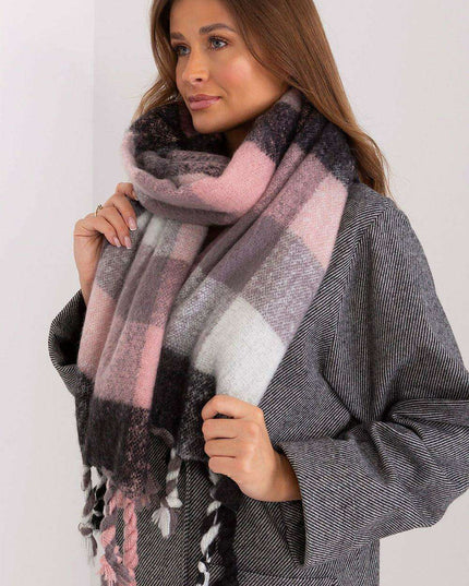 Cozy Colorful Plaid Shawl with Elegant Tassels