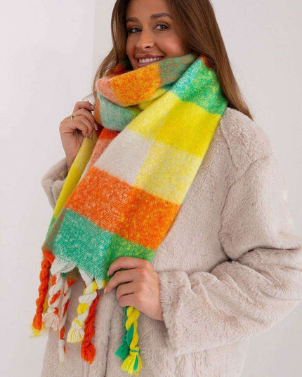 Cozy Colorful Plaid Shawl with Elegant Tassels