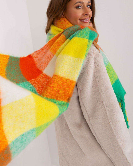 Cozy Colorful Plaid Shawl with Elegant Tassels
